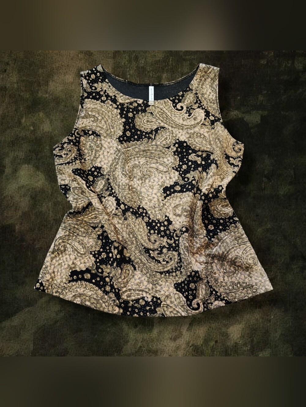 White Stag Black & Cream Paisley Scoop Tank